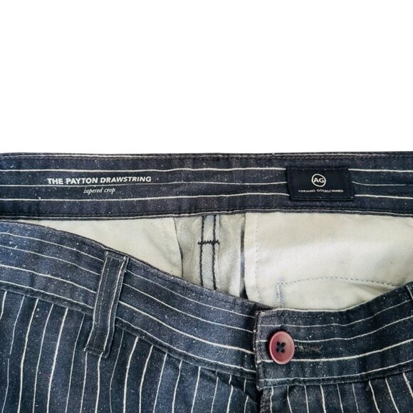 AG Adriano Goldschmied Men's Size 32 Payton Drawstring Cropped Stripe Blue Pants - Picture 5 of 9